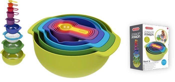 Bol mixer - Joseph Joseph - 01158 - Set de 9 bols empilables - Mesures métriques - Design innovant