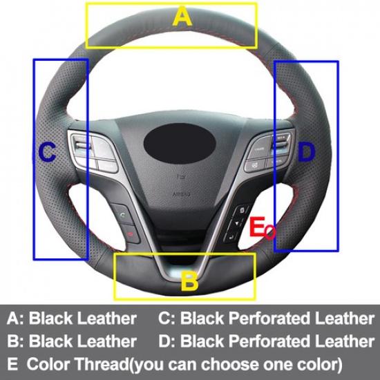 Car Steering Wheel Cover Hand Sewing Microfiber For Hyundai Santa Fe 2013-2018
