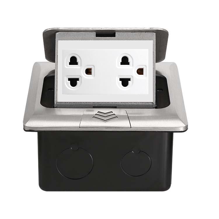 Silver Black Hidden Floor Socket - UK/Thai 15A, US Standard, Six-Hole Floor Power Outlet