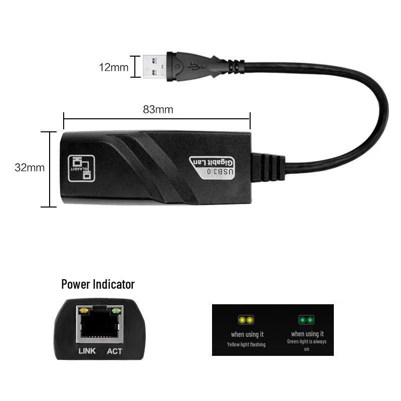 USB-C - RJ45 Gigabit Ethernet Adapter LED-es visszajelzővel