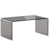 Glass Coffee Table, Rectangular, Rounded Edges, Light Gray Transparent
