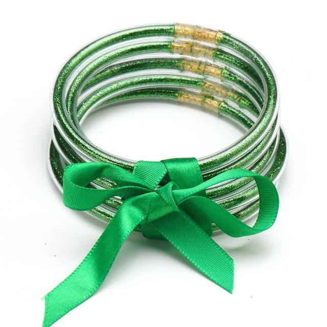 Multilayer Silicone Gold Powder Bracelet Ribbon Set Ladies Bow Christmas Bracelet Bracelet