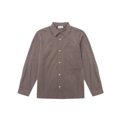 Outdoor Sports Solid Color Casual Long Sleeve Shirt Men Shirts Chocolate A2DD4-BK0
