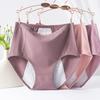 Bragas de mujer de color liso, talla grande, suaves, con realce de glúteos, cintura alta, sin costuras, elásticas, a prueba de fugas, ropa interior femenina
