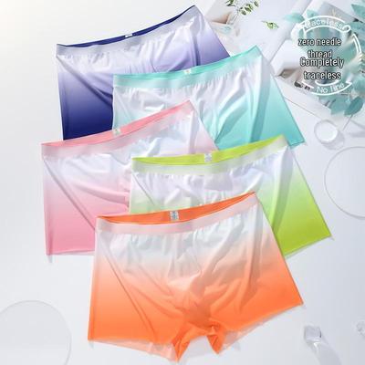 Herren Nahtlose Farbverlaufs Eis-Seide Schnelltrocknende Boxer Briefs mit Ausbuchtung