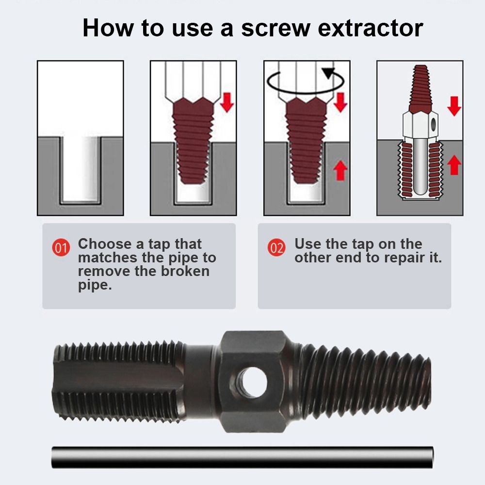 Double Head Screw Extractor Pipe Threader 1/2 Inch 3/4 Inch Easy Out Broken Bolt Remover Dual-use Reusable