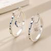 European and American Moon Sun Hoop Earrings for Women Exquisite Copper Inlaid Zircon Asymmetrical Ear Buckle Earrings Zircon