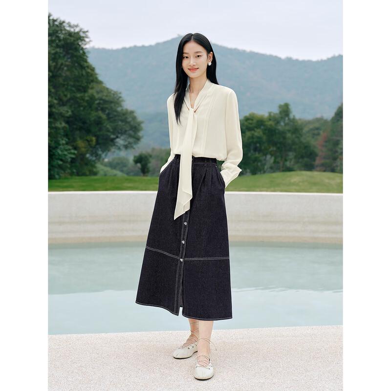 Anna Cove Women's Academy Style Denim A-Line Skirt