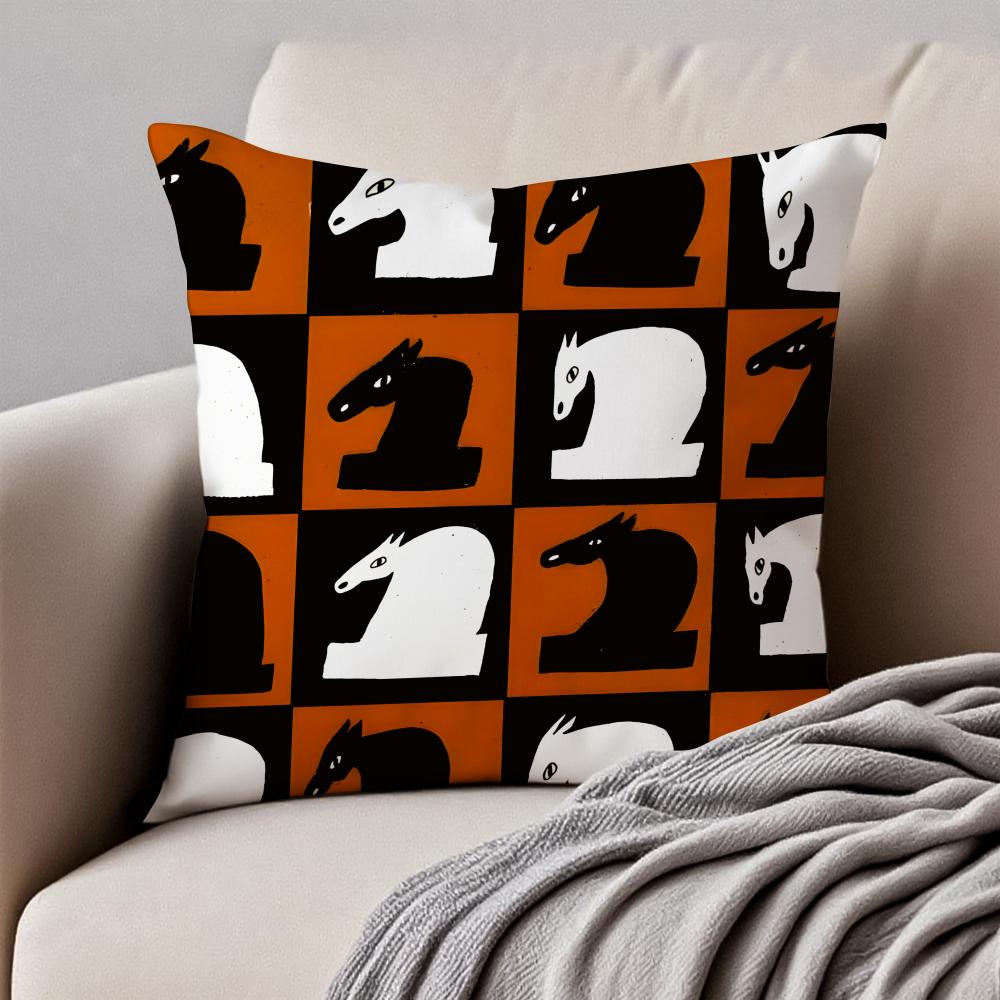 Creative Abstract Illustration Art Cushion Cover Pillowcase Antidustmite Invisible Zipper Short Plush Sofa Cushion