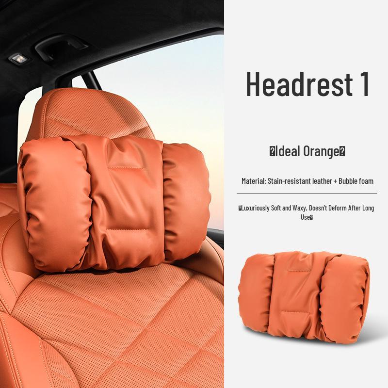 Luxury Leather Car Neck & Lumbar Support Pillow Set