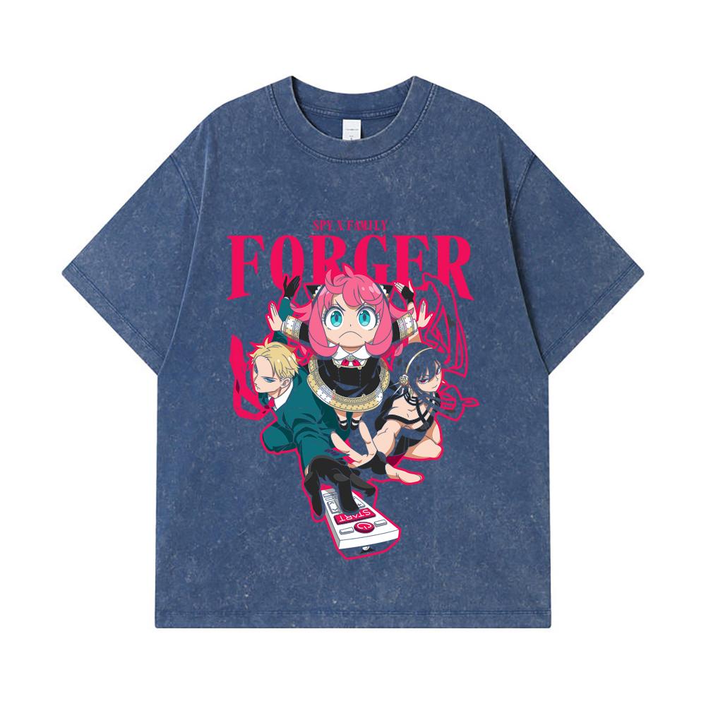275 GSM Washed T-shirts 100% Cotton Spy X Family V1 Forger Print Unisex Heavy Cotton T Shirt