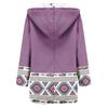 Women's Thick Woolen Cloth Ethnic Printed Hooded Jacket Windbreaker Cardigan