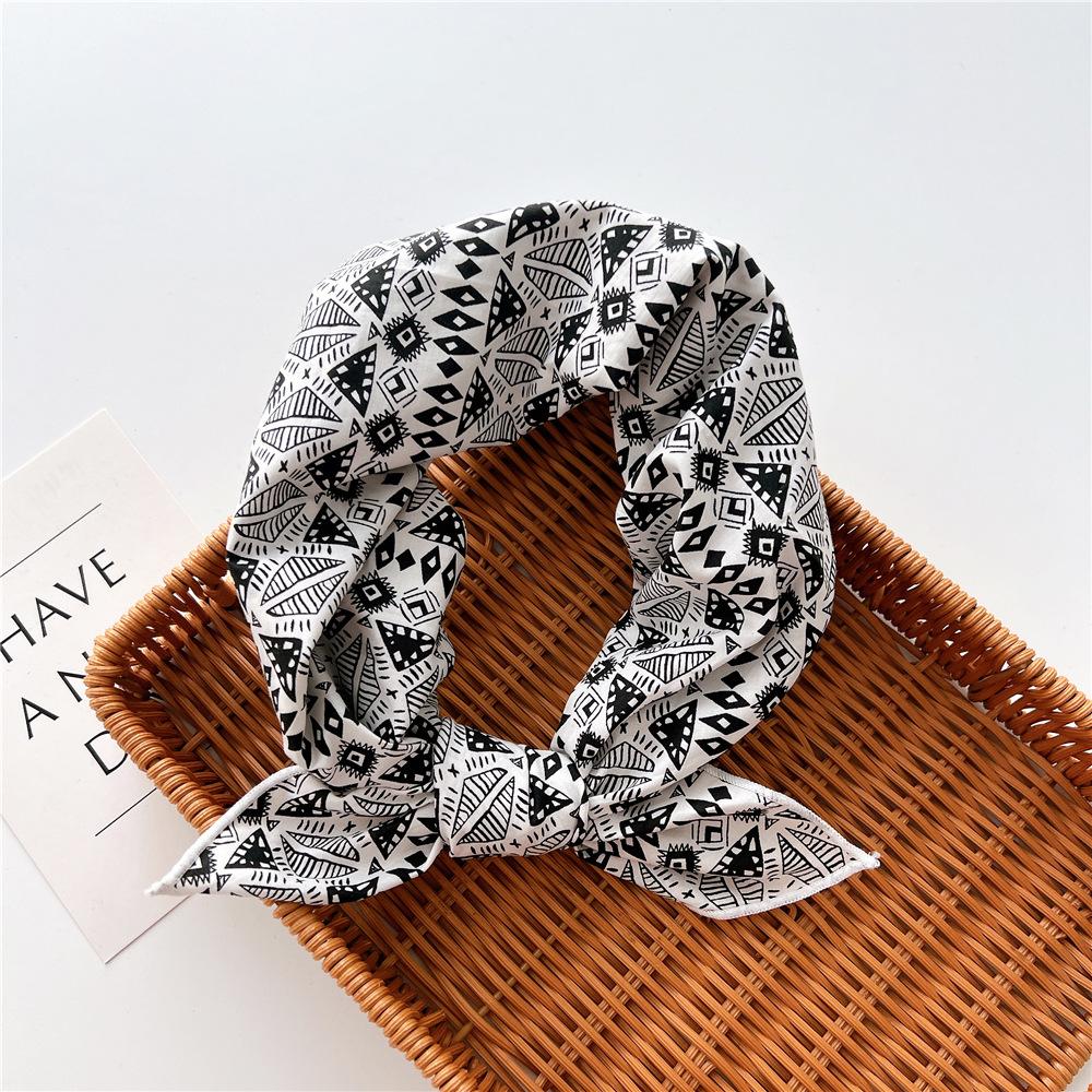 Cotton And Linen Small Square Scarf Silk Scarf Women'S Spring And Autumn New Style Artistic And Versatile Fashionable Temperament Headband Scarf