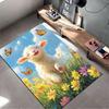 Happy Lamb with Butterflies Suitable As a Non-slip Mat for the Living Room or Bedroom Sofa