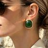 Exaggerated Gradient Retro Luxury Geometric Resin Hoop Earrings Stainless Steel Stud Earrings For Women