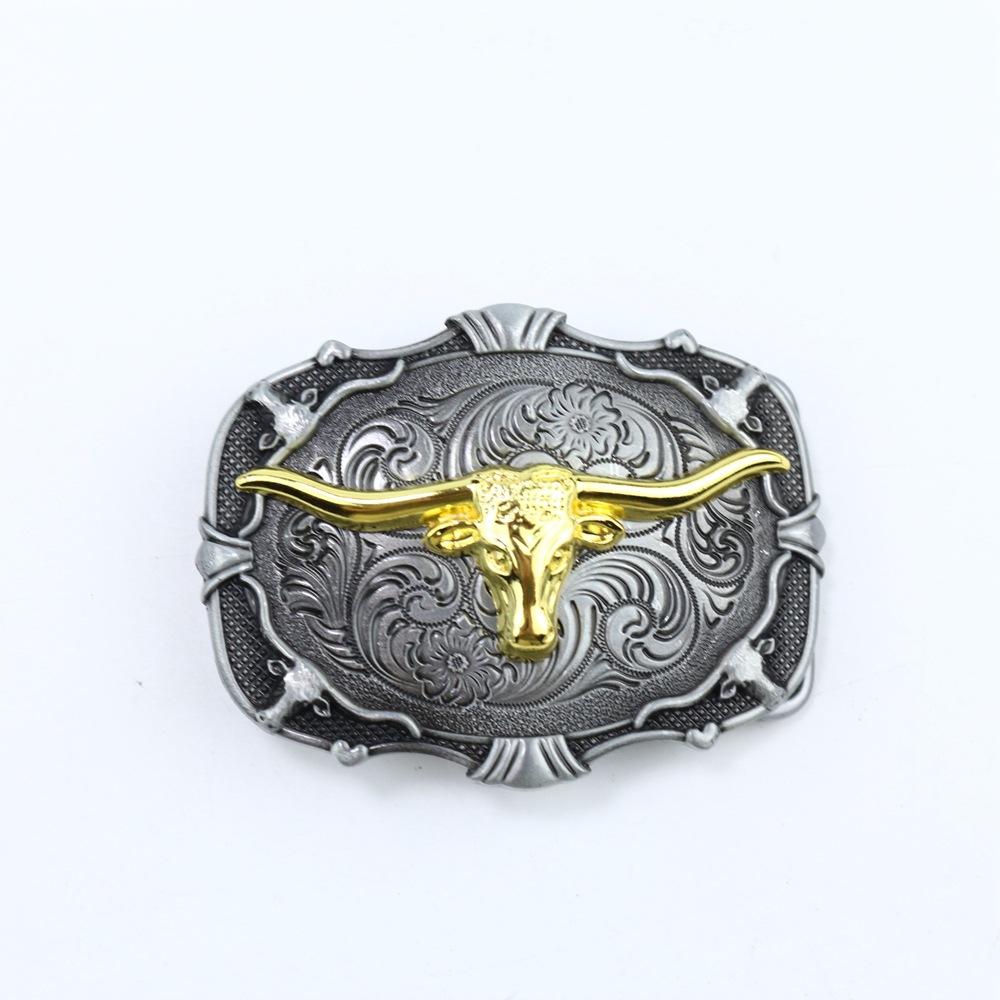 Zinc Western Denim Belt Buckle Cow Skull Reteo Vintage Belt Button Head