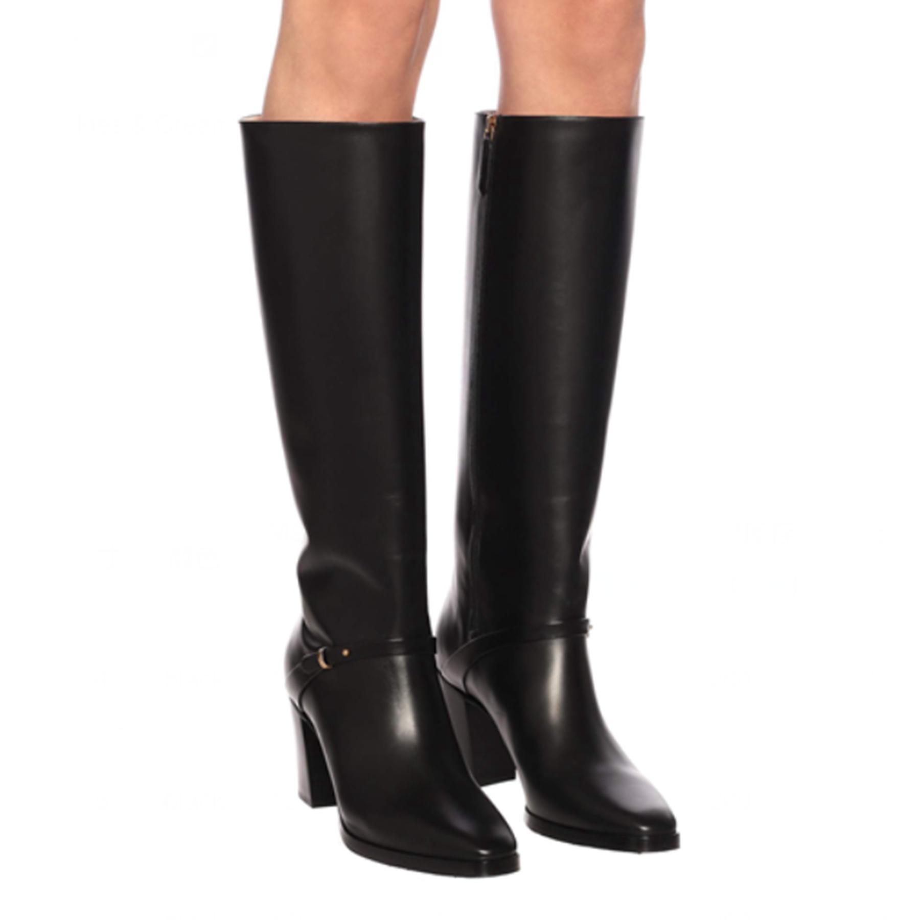 

Krazing Pot коровья кожа осенне-зимняя обувь на толстом высоком каблуке большого размера 45 размера 44 с молнией в лаконичном стиле женские теплые сапоги до колена 39 чёрный