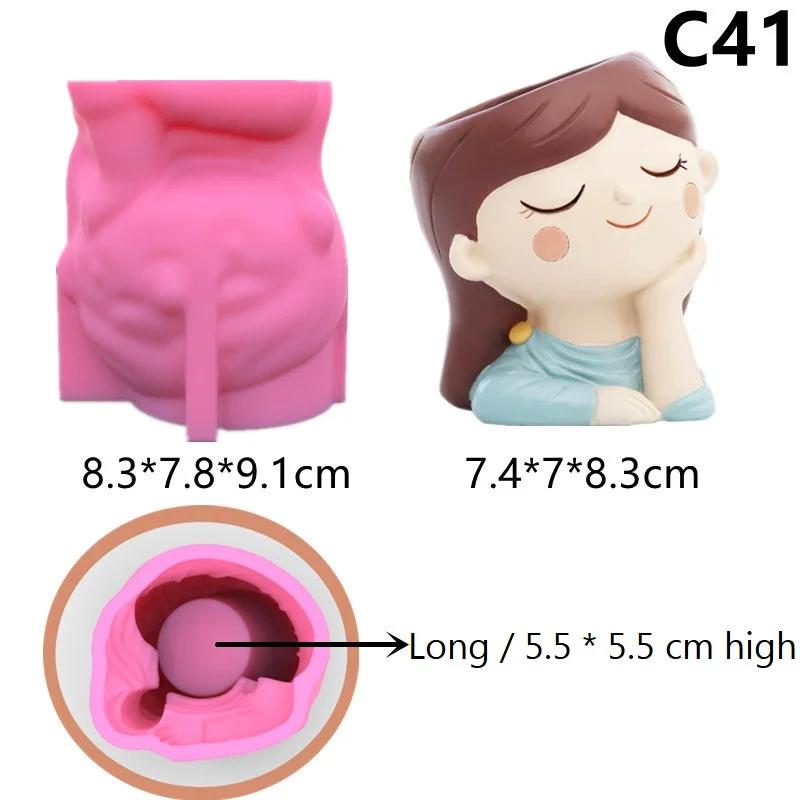Lovely Princess Girl Seaweed 3D Creative Pen Holder Flower Pot Silicone Mold Scented Candle Food Grade Cake Decoration DIY Tool