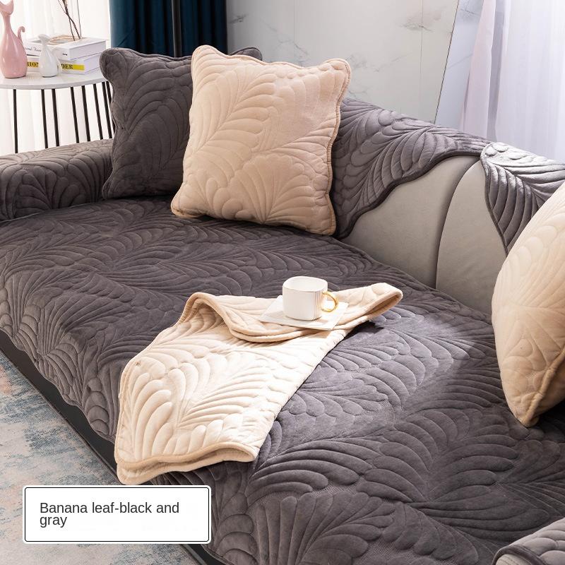 Cojín de Sofá, Cuero Universal para Todas las Estaciones, Antideslizante, Cojín de Asiento Engrosado Simple Nórdico, Funda de Felpa para Invierno, Toalla para Respaldo