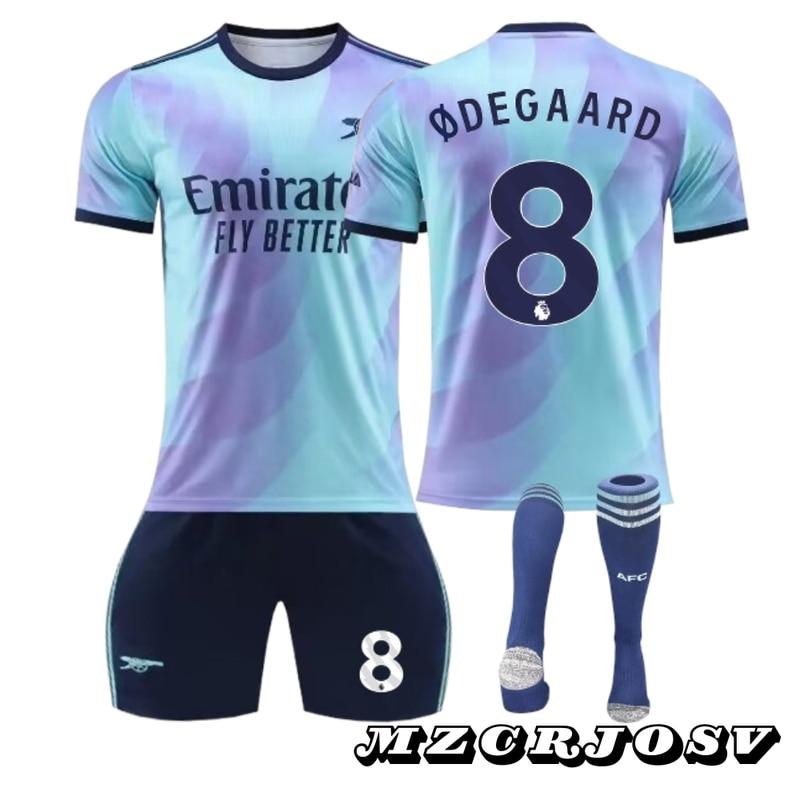 Arsenal Odegaard Football Jersey No.8 2024/2025 Season Kids Sportswear Polyester Multicolor Blue