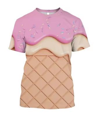 Ice Cream Fashion 3D Printed Men's T-Shirt Summer Quick Dry Breathable Comfortable Outdoor Exercise Daily