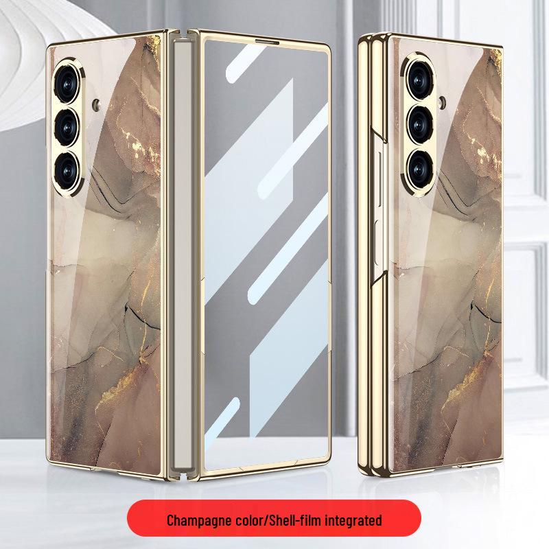 Heart of the World: Electroplated Samsung Z Fold7 Glass Case - Trendy, Simple Style Protective Cover