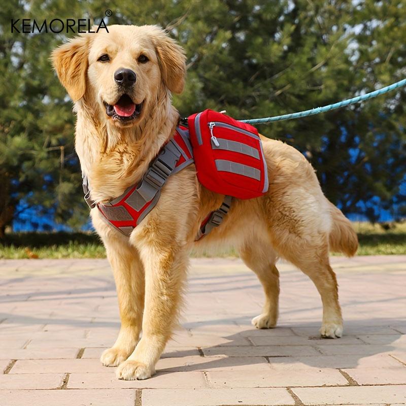 KEMORELA Pet Dog Self Backpack Outdoor Sports Dog Treat Bag Medium Large Dog Detachable Oxford Cloth Cool Handsome Camouflage