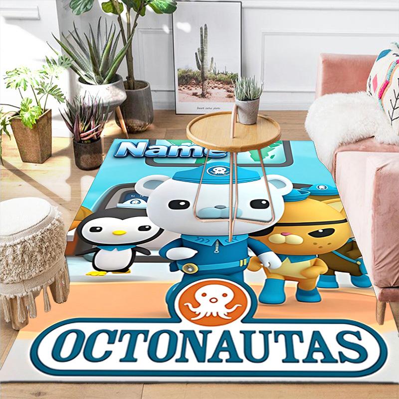 Custom Name Octonauts Underwater Cartoon Characters Carpet for Playroom Bedroom Living Room Sofa Home Decor,kids Game Area Rug Non-slip Floor Mat