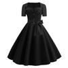 Damen Hepburn Quadratischer Ausschnitt Kurze Ärmel Natürliche Gürteltaillenlinie Pendel Polka Dots Retro Kleid