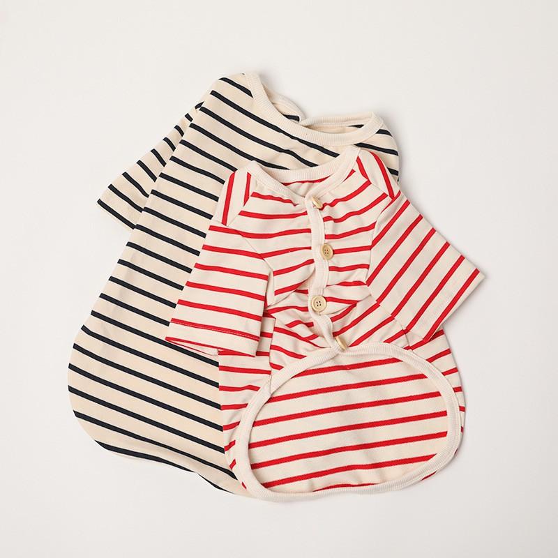 Cotton Striped Pet Sweater Small Medium Dogs Warm V-Neck Pullover French Bulldog Corgi