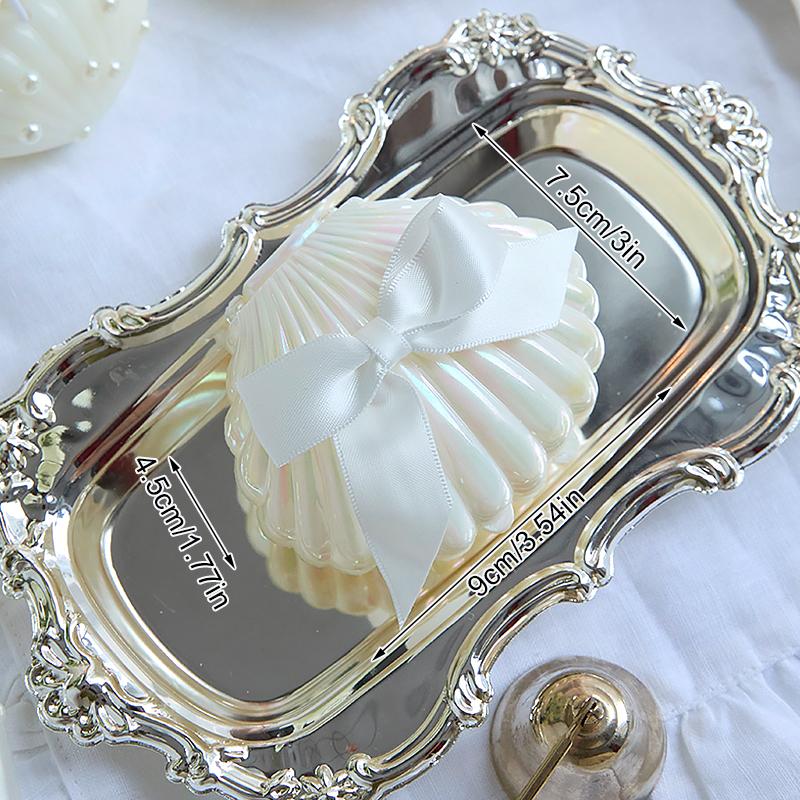 1PC DIY Pearl Bow Shell Aromatherapy Candle Long Burning Time Elegant Handmade Candles Ocean Style White