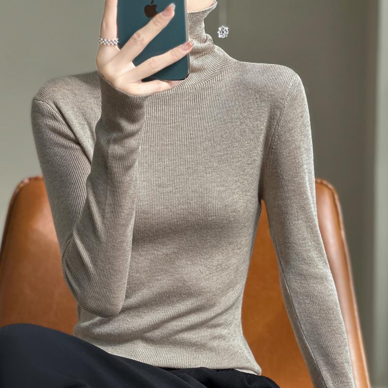 Women's Slim Fit High Neck Wool Base Layer Sweater - Autumn/Winter Collection