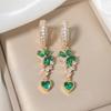 Luxury Flowers with Water Droplets Zirconia Dangle Earrings for Women Golden Earring Jewelry Party Accessories