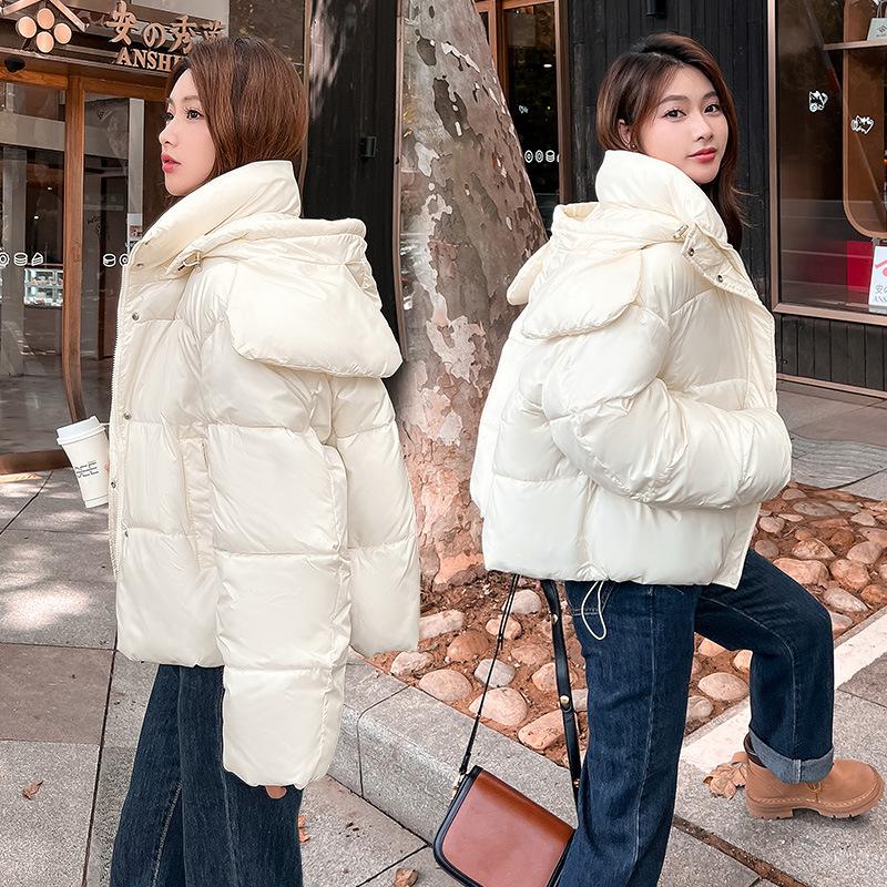 Short down and padded jacket women's winter 2025 new Korean warm and loose hooded bread jacket padded jacket