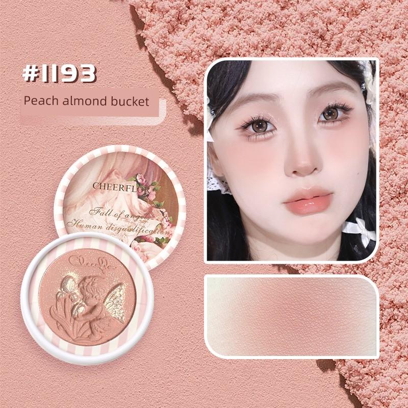 Cheerflor Angel Embossed Blush Low Saturation Expanding Color Milk Powder 1198 Nude Makeup Korean Style for Women