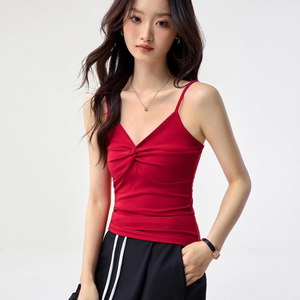 Damen Sommer Tencel Lyocell V-Ausschnitt Camisole - 260g Ärmelloses Rückenfreies Oberteil im Sanften Stil