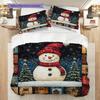 snowman Pattern Bedding Quilt Set Quilt Cover Pillowcase Home Decoration Birthday Gift (1 * duvet cover + 2 * pillowcase, without core)