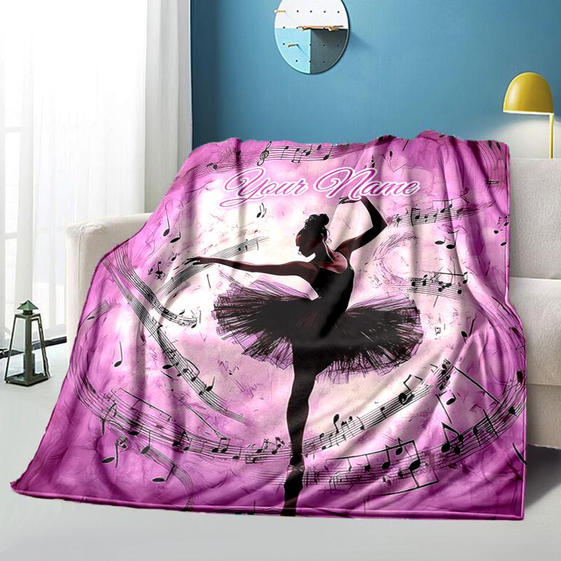 1PC Custom Name Dance Harmony Flannel blankets Patterns Throw Blanket All-Season Soft Gift for Couch, Bed, Camping gifts
