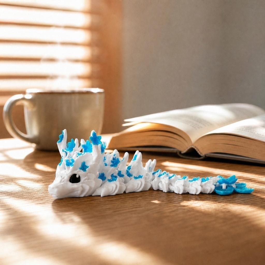 3D Printed Dragon Figurine with Sakura Flower Design 15cm Decorative Sculpture for Home Office Desk Display Collectible Art Piece