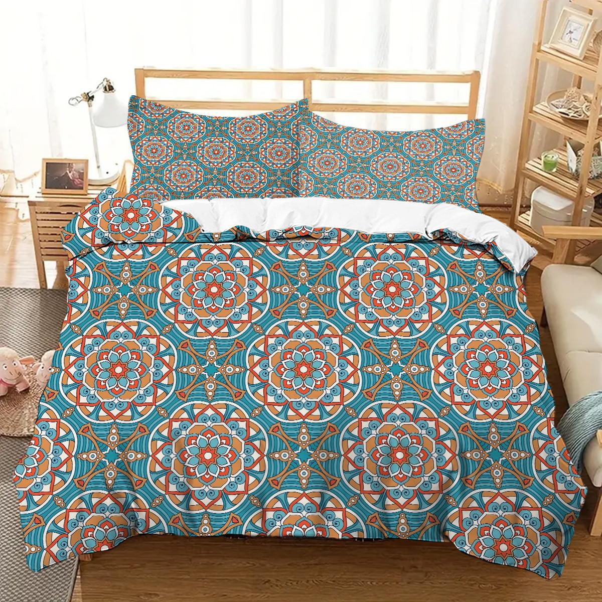 

Bohemian Style 3D Printed Quilt Cover Set Datura Flower Exotic Style Bedding Set Luxury Soft Comfortable Polyester Duvet Cover 135x200cm 2pcs