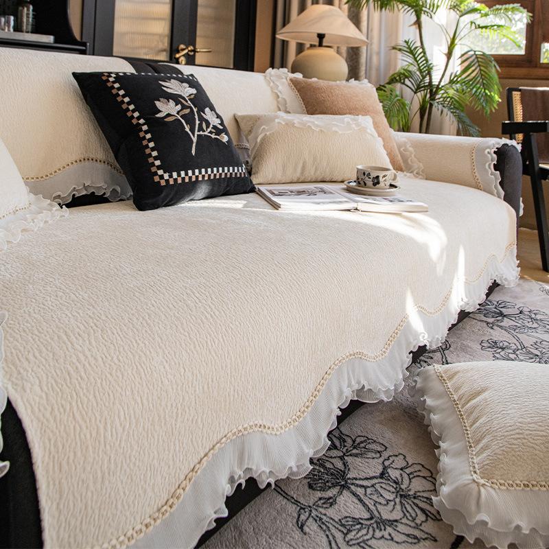 French Premium Sofa Cushion, Universal Non-Slip Sofa Cover For All Seasons, Cover Cloth, Straight Row Special-Shaped Skirt Sofa Seat Cushion