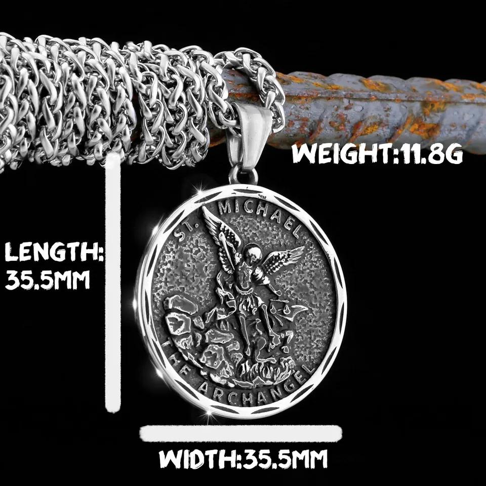 Edelstahl Jesus Kreuz Anhänger Wikinger Halskette Herren Schild Drachentöter Amulett Anhänger Nikolaus Jugend Schmuck