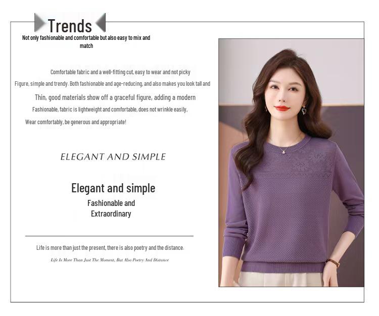 Stylish Women's Thin Round Neck Wool Sweater - Long Sleeve, Knitted, Spring Fashion Hot Seller