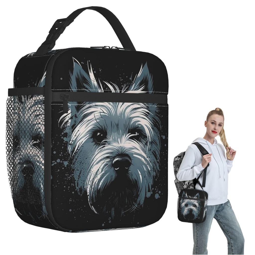 Westie Dog West Highland White Terrier Insulated Lunch Bag for Women Kids Portable Food Boxes Thermal Lunch Box Tote