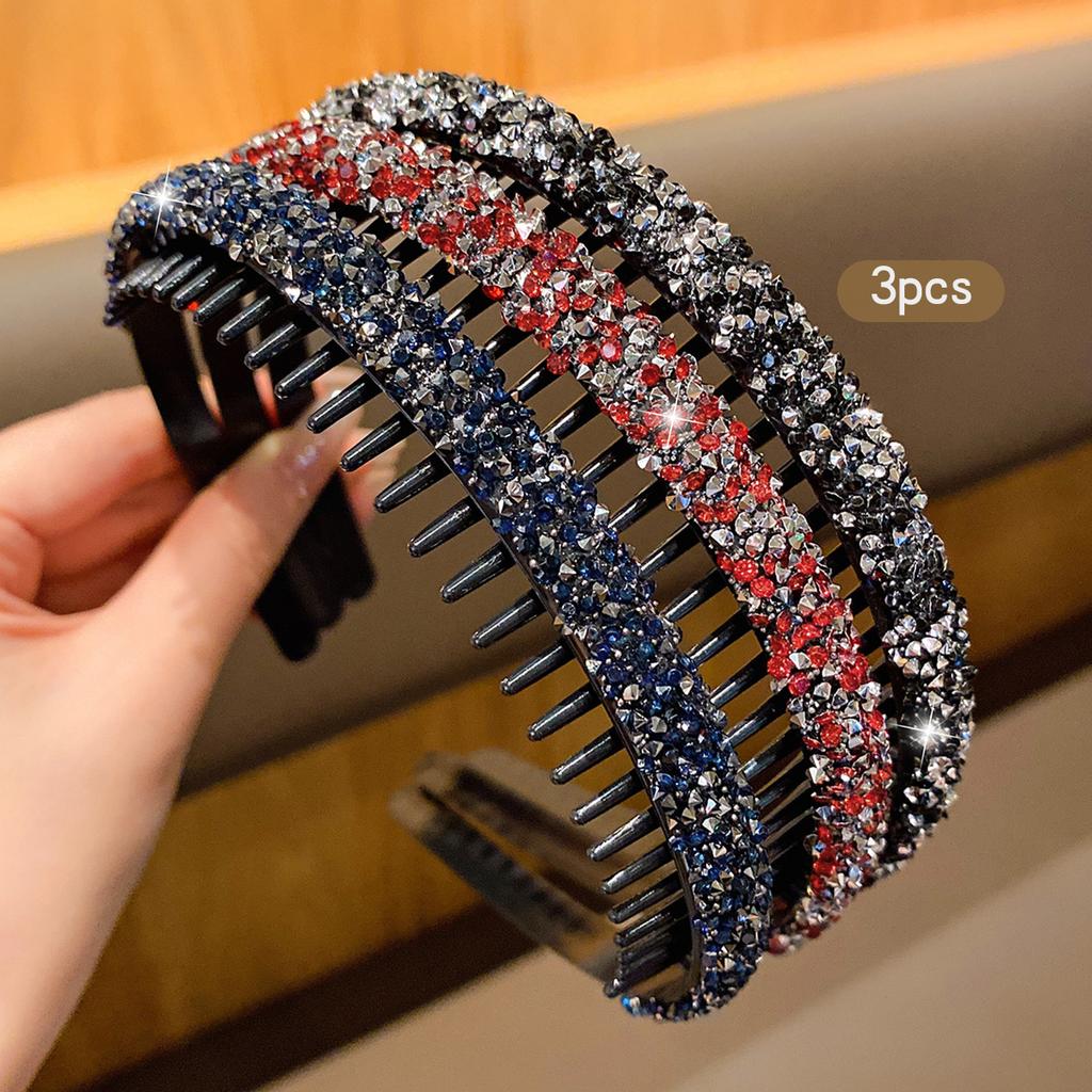 3 fashionable rhinestone headbands with teeth and anti slip hair clips suitable for Korean style hair accessories suitable for d