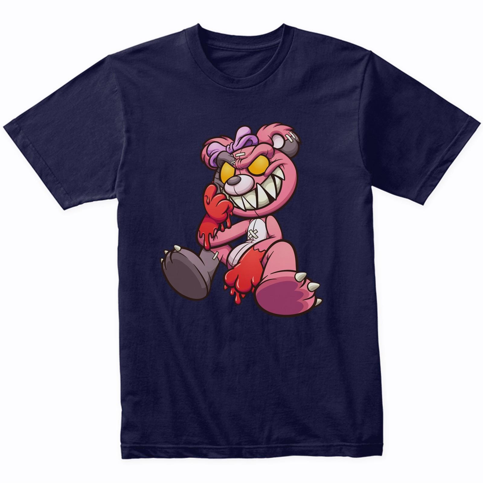 Demented Pink Teddy Bear Bloody Hands Evil Bear T-Shirt - Mens Psycho Bear Shirt S разноцветный