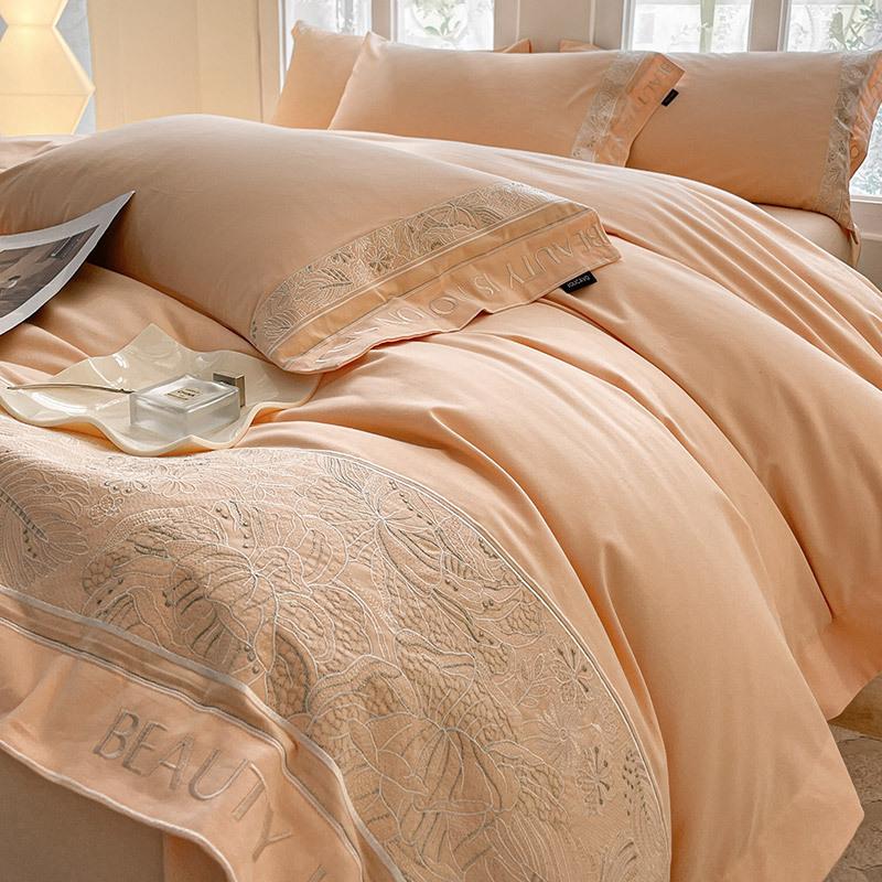 200 pieces of A-level winter flannel bedding set made of pure cotton, thickened and warm, luxurious solid color bed sheets, four piece set