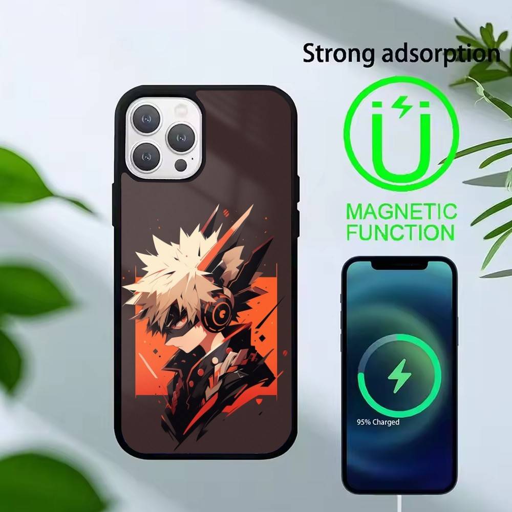

Чехол для телефона Katsuki Bakugo E-Hero Academia Для iPhone 17,16,15,14,13,Pro,Max,Plus, Магнитный Для Magsafe Беспроводной Зарядки iPhone13PRO