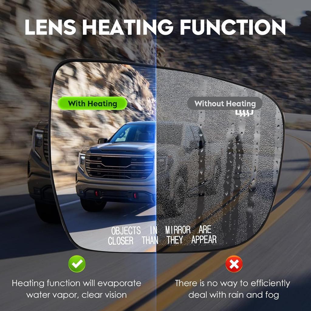 Passenger Right Side Power Heated Mirror Glass Fit For Nissan Rogue 2014-, For Murano 2015-23, For Pathfinder 2017-19 Side View Mirror With Back