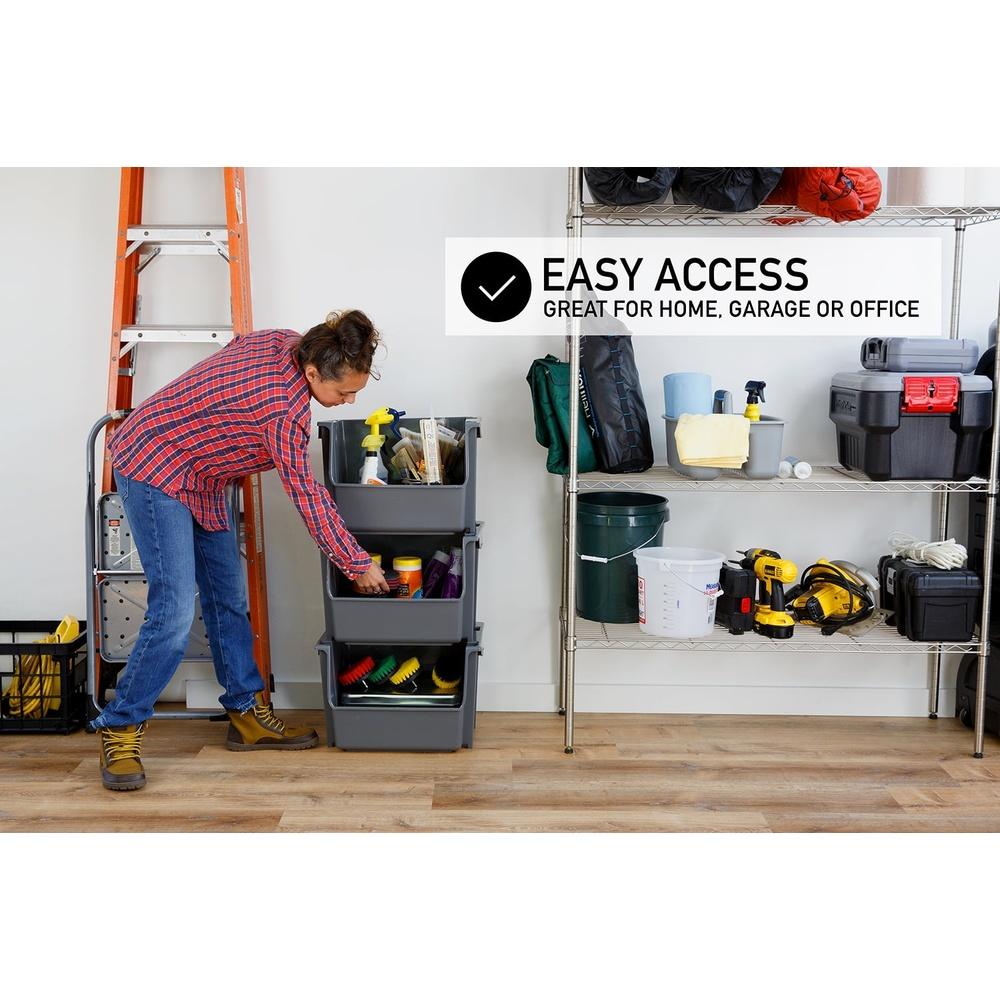 Heavy Duty Stackable Storage Bins Nesting Plastic Containers Perfect Home Office Organization Toys Tools and Household Items